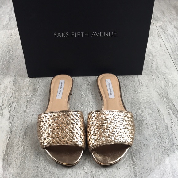 Saks Fifth Avenue Shoes - Saks Fifth Avenue Gold Metallic Sandals